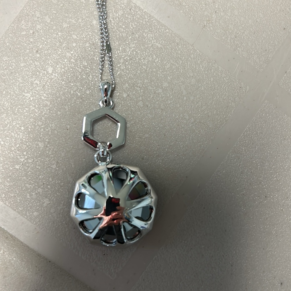 Silver Night Geo Pendant Necklace with Swarovski crystals - Picture 8 of 8
